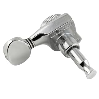 Musiclily Pro 6 en Ligne Ratio 18:1 Guitare Mécaniques Bloquante Locking Tuners Droitier Boutons Ovale Vintage pour Guitare électrique Style Strat Tele, Chrome – Image 6