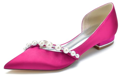 Miyoopark Bekväma bröllopsskor för kvinnor, festskor, pärlaftonskor, J067 rosa 1 klack, 36 EU