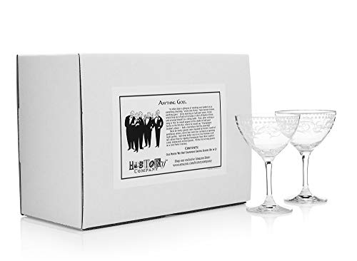 History Company Cole Porter Ritz Bar Coupe-Style Champagne Cocktail Glass 2-Piece Set (Gift Box Collection) #TOP2
