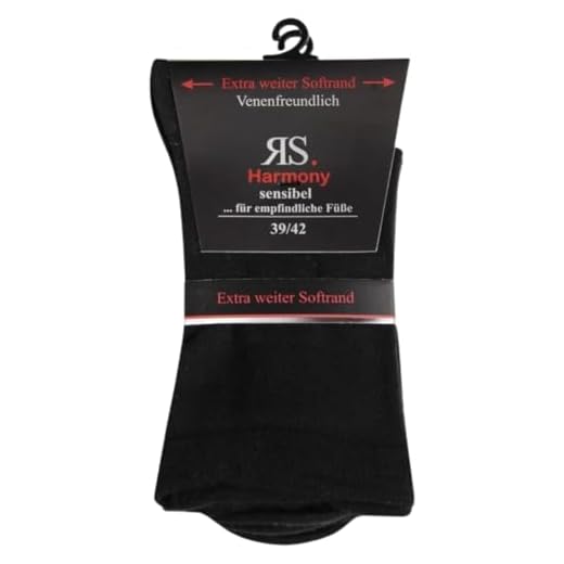 RS. Harmony 2 Paar Socken Baumwolle Herren extra weit breit Übergröße ohne Gummi (DE/NL/SE/PL, Numerisch, 39, 42, Regular, Regular, schwarz)
