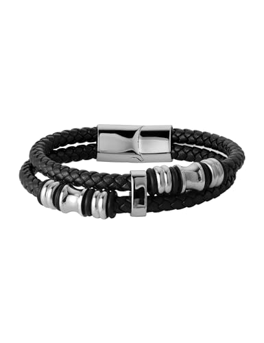 Hengbofeng Mens Fashion Bracelets, Leather, Stainless Steel, Braided Rope & Beaded Designs - Perfect Accessories for Him
