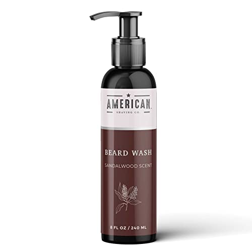 American Shaving Co Beard Wash with Sandalwood Scent, Jojoba Oil & Argan Oil, Soothing & Moisturizing Beard Care For All
