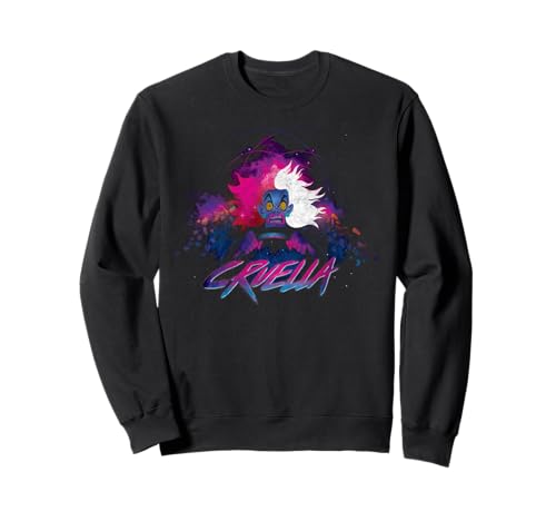 Sweat Cruella Disney Villains vêtement vintage rock des années 80 col rond pull chaud hiver