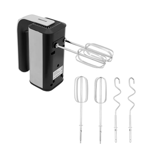 HarBin-Star Batidora eléctrica de mano, 800 W, con 2 batidores y 2 ganchos para amasar de acero inoxidable, 5 velocidades ajustables, color gris