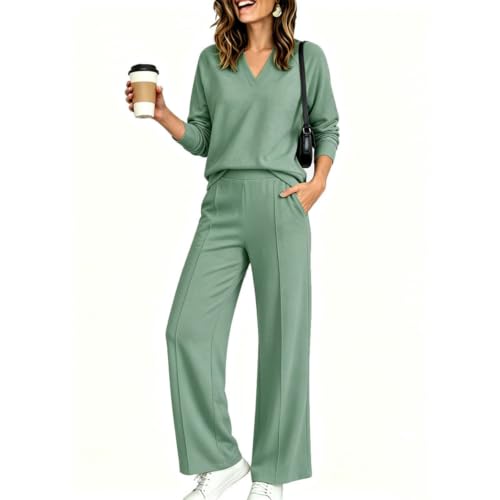 Shiketong Women's 2 Piece V Neck Lounge Set Matching Sweatsuits