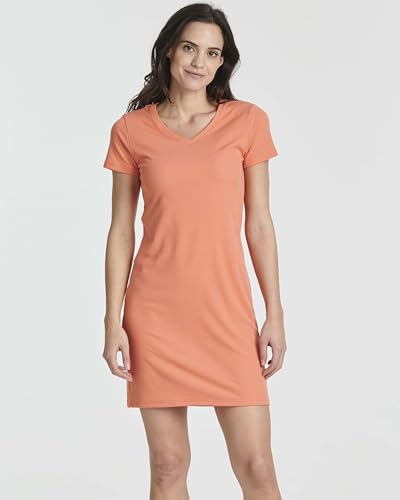 Image of Real Essentials 3 Pack: Women's Ribbed Knit Short-Sleeve V-Neck Swing T-Shirt Casual Dress (Available in Plus)