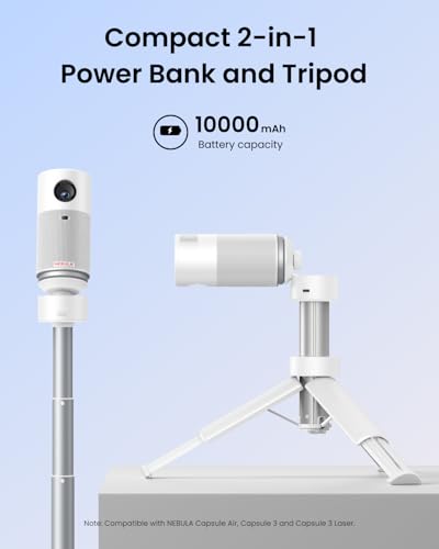Image of NEBULA Capsule Power Bank Tripod, Up to 2H Built-in Battery, Adjustable Height from 215mm to 840mm, 0-90 Degree Adjustable Viewing Angle, 3s Easy Setup, for Capsule 3, Capsule 3 Laser, Capsule Air
