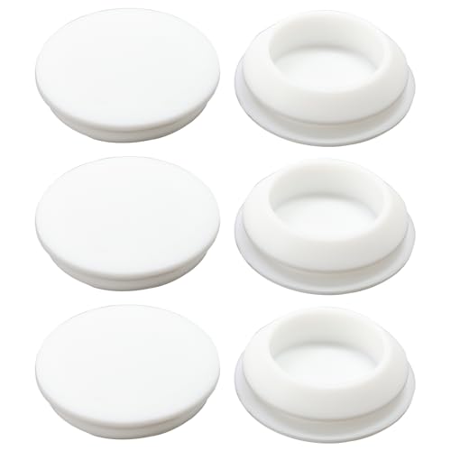 Image of 6 Pcs 30 mm Silicone Rubber Plugs Snap in Locking Hole Plugs for 30-33 mm (1-3 /16 inch-1-5 /16 inch) Round Holes, Flush Type Rubber Stoppers, Flexible Tube Pipe End Caps Covers, Waterproof Sealing Plugs, White