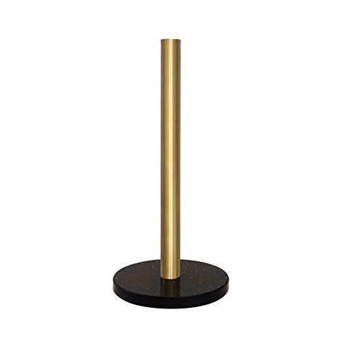 LUTAVOY Paper Towel Holder Kitchen Standing Paper Towel Roll Holder with Marble Base for Bathroom Kitchen Countertop(Brushed Gold,Black Base KZ44)
