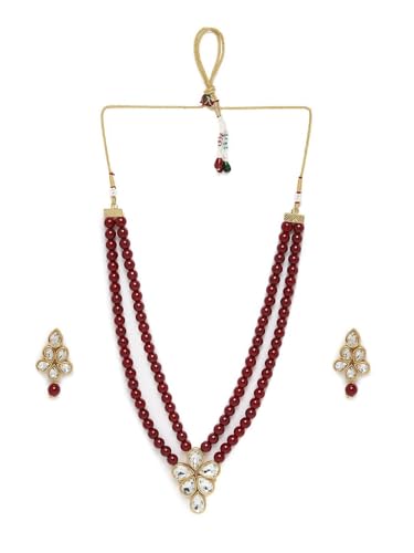 Juego de joyas granate y dorado conjunto de pendientes y collar S