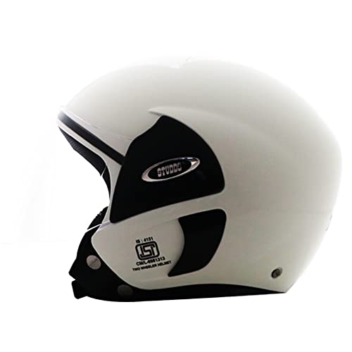 Image of TVS Half Face Helmet for Men and Women, Glossy White, Size L, ISI and DOT Certified
