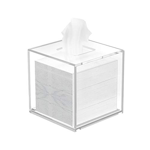 FEMELI Tissue Box Cover,Square Acrylic Tissues Paper Holder for Bathroom Bedroom Office,Clear