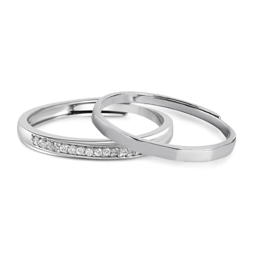 ZAVYA 925 Sterling Silver Cubic Zirconia CZ Rhodium Plated Couple Rings | Gift for Husband & Wife, Couples | With Certificate of Authenticity and 925 Hallmark