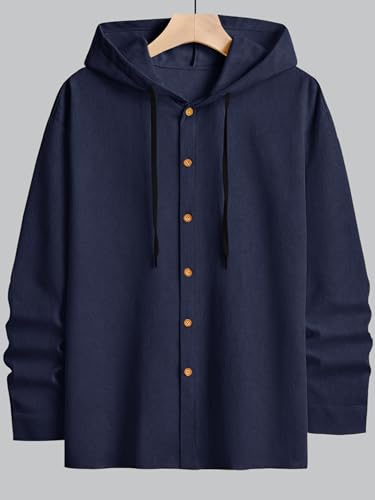 Image of Noble Monk Men's Relax Fit Hooded Shirt || Casual Wear for Men || Full Sleeve Shirts || Stylish Shirt for Men