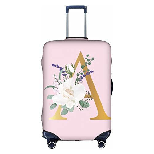 Flower Lette A Pink Luggage Cover Elastic Washable Stretch Suitcase Protector Anti-Scratch Travel Suitcase Cover for Kid and Adult L (25-28 inch suitcase)