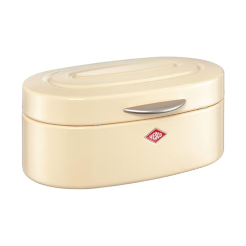 WESCO Single Elly Bread Bin in Almond Colour, Powder-Coated Steel, Ventilation Openings and Durable Handle