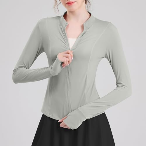 Casaco feminino de manga comprida para inverno, outono, slim para treino, academia, corrida, com cap
