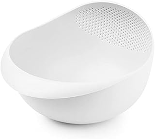 FIYSON 2pcs Rice Washer Quinoa Strainer, Kitchen Strainer Basket Sieve, Fruit Vegetable Drainer, Multipurpose Colander Washing Bowl for Rice Sieve Wash, Cleaning Vegetable, Fruit, Grains, Bean (White)