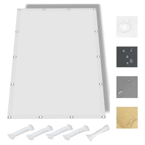 Voile d'ombrage rectangulaire 2.1x6 m imperméable blanc - 2