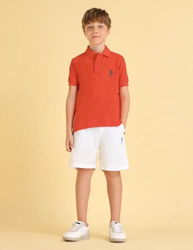 Image of U.S. Polo ASSN. Knitted Boys Polo T-Shirts - Soft Cotton Fabric, Ribbed Polo Collar, Regular Fit T Shirt for Kids