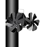 12 Blätter Kaminventilator,50℃ Schneller Selbststart zirkulierende warme Luft, Leiser kamin Ventilator ohne strom,Hitzebetrieben für Holzofen/Brennholz/Feuerstelle/Ofenrohr
