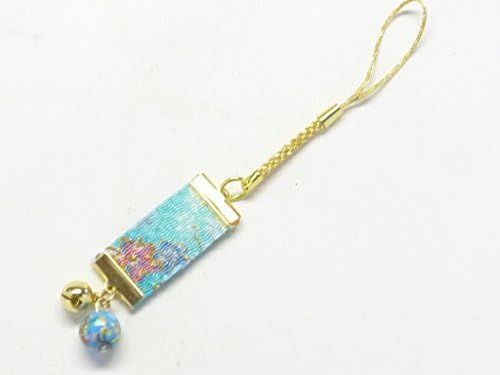 Kutani japanese porcelain【strap】with cellphone, Phone Cases, Keys, Cameras kaga yuzen style light green attached small bell