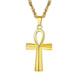 PROSTEEL Gold Ankh Necklace 18K Plated African Egyptian Men Women Jewelry Mythology Vintage Key To Life Egypt Hiphop Hip Hop Cross Pendant Chain