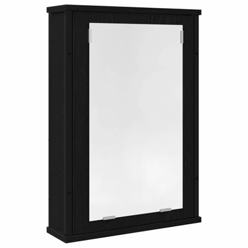 vidaXL bathroom mirror cabinet black oak wall-mounted engineered wood 42x12x60 cm for modern storage furniture