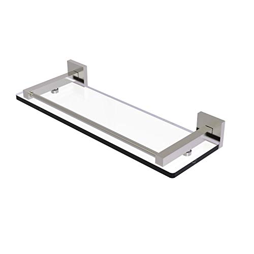 Allied Brass MT-1-16-GAL Montero Collection 16 Inch Gallery Rail Glass Shelf, Satin Nickel