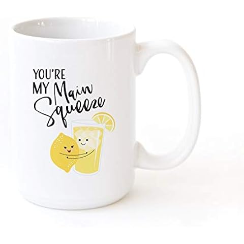 The Cotton & Canvas Co. You're My Main Squeeze Funny Food Pun Porcelain Ceramic Coffee Mug and Tea Cup