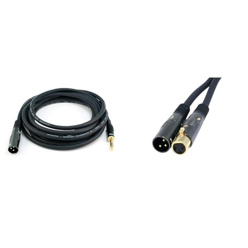Image of Monoprice 15 ft & 25 ft XLR Female Cables - Goldpla and Stage Right Series - 1 /4-Inch to XLR TRS Adapters