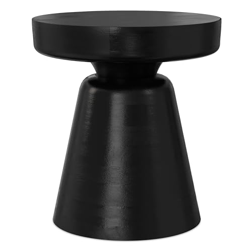 Image of SIMPLIHOME Robbie Accent Table - 16 inch Wide Solid Mango Wood End Table in Black, Boho Contemporary Rustic Side Table for Living Room or Bedroom with Multipurpose Function, Assembled