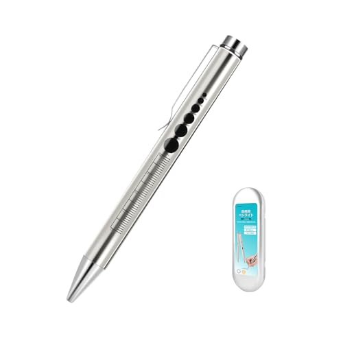 ペンライト ペン型LEDライト 多機能 ペンライト ボールペン付け ライティング機能 瞳孔計 白色/暖色二色切替 Type-c充電式 急速充電 軽い 長時間使用 検査用 家庭用 壊れにくい(シルバー)
