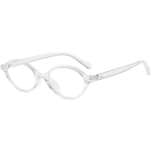 Image of AIEYEZO Small Oval Blue Light Glasses for Women Fashion Retro TR90 Oval Frames Computer Screen Glasses (Clear)