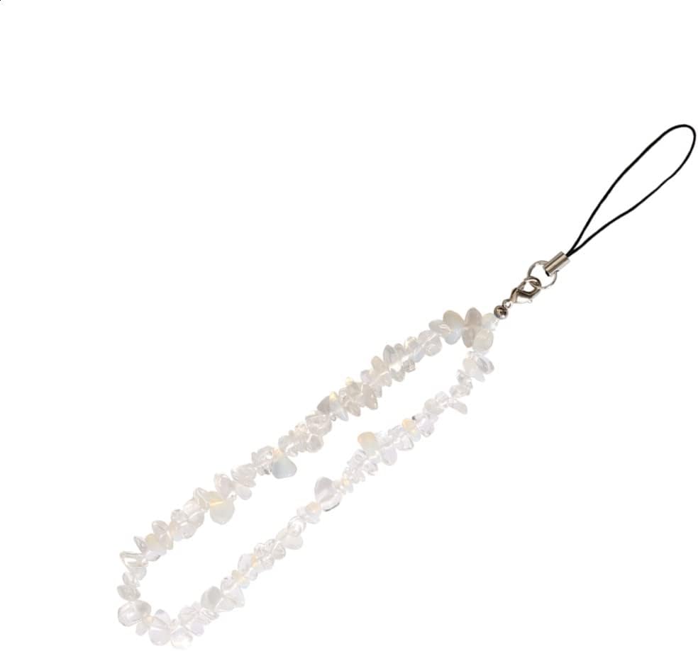 Natural Gemstone Phone Charms Wrist Strap Lanyard Beaded Phone Strap for Women Girls (Purple)