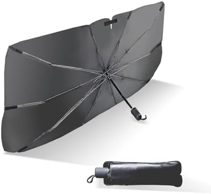 Premium Car Windshield Sun Shade Umbrella, Foldable Car Front Window Sunshade, Block UV Rays & Sun Heat Insulation, Automotive Windshield Sunshades Fit Most Vehicles, Car Accessories