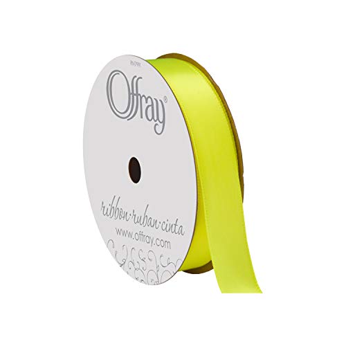 Image of Berwick Offray 877522 5 /8 inch Wide Single Face Satin Ribbon, Brilliant Yellow, 6 Yds