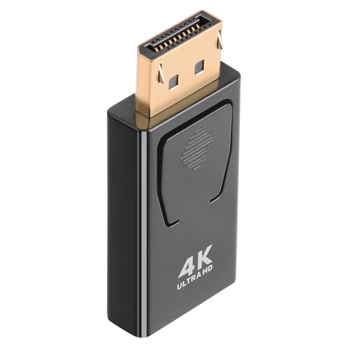 AXFEE Adaptador DisplayPort a HDMI, 4K@30Hz Conector DP Macho a HDMI Hembra, Plug & Play, con Chapado en Oro, para PC, TV, Monitor y Proyector, Negro(1pc
