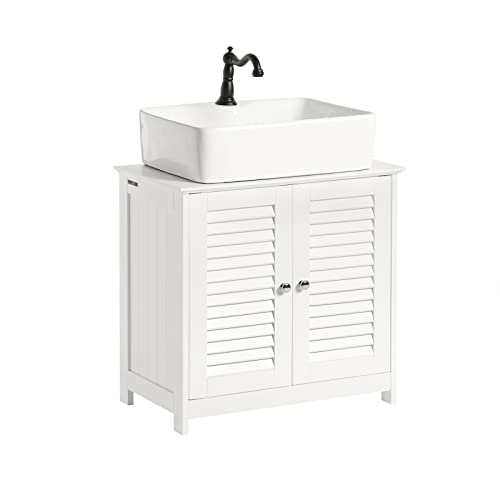 SoBuy FRG237-W Meuble sous-Lavabo Meuble de Salle de Bain Vasque - 2 Portes et 2 étages à l’intérieur -Blanc