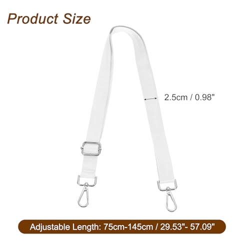 uxcell Wide Shoulder Strap, 2.5cm Adjustable Purse Strap Replacement Crossbody Strap for Shoulder Bag Handbag, White, Silver Pull Core Buckle2