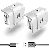 2 Pack Rechargeable Controller Battery Pack for Xbox One/Xbox Series X S with 4 Battery Cover (White) Play and Charge Kit with Micro USB Charging Cable for Xbox 1 S/X/Elite Wireless Remote