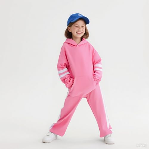 2025 Girls Sweatsuit Set Cute Hooded Sweatshirt & Jogger Pants with Pocket Casual Outfuts Set2