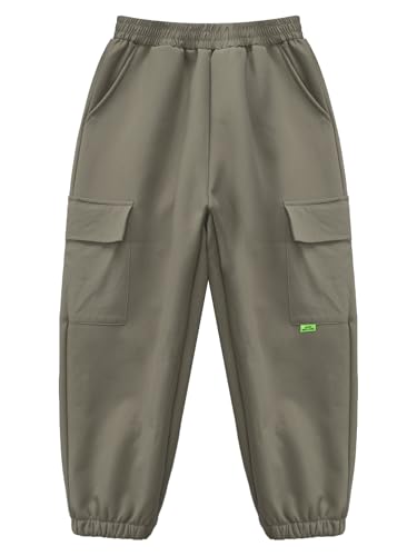 Kids Girls Boys Cargo Pants Thermal Fleece Lined Thick Sweatpants with Pockets for Outdoor Camping Skateboarding3