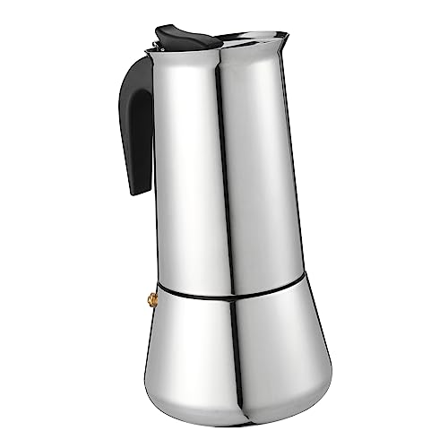 Cabilock 1Pieza Cafetera Espresso Inoxidable Para Personas Cafetera Resistente Con Metálico y Mango Antihot Compatible Con Cocinas De Inducción y Gas Color Plateado