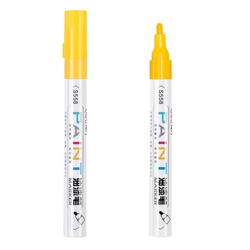 Nvzi Pennarelli indelebili a punta media da 2 mm, ad asciugatura rapida e impermeabili, giallo