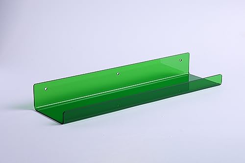 Image of upsimples 4 Pcs 15 inch Acrylic Shelves for Wall Decor and Display, Green | Cute Floating Shelf for Perfume, Skincare, Nail Polish, Wall Organizer for Bedroom, Living Room, Playroom, Room Decor