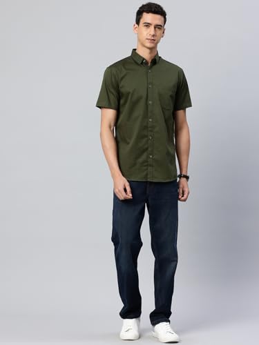 Image of Majestic Man Slim Fit Pure Cotton Half Sleeve Solid Casual Shirt