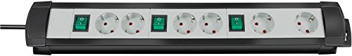 Preisvergleich Produktbild Steckdosenleiste Premium-Line 6fach 3,0m 2fach Schalter s / gr
