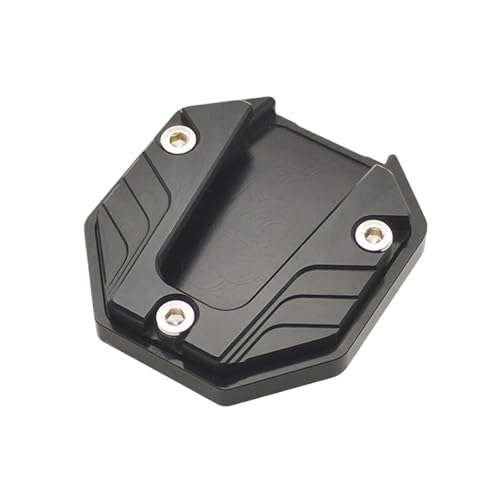 Plaque support béquille moto et élargisseur de pied latéral pour scooter noir