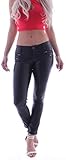 Eine sexy Röhrenhose mit sehr hohem Stretch-Anteil.Eng anliegend, tief sitzend. Sehr angenehm zu tragen. Ein Hochglanz Leder-Optik Stoff.